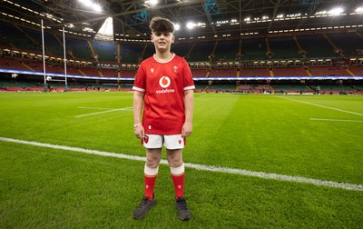 220225  Wales v Ireland, 2025 Guinness Six Nations - Match mascot George Rogers