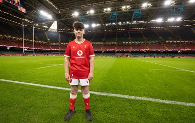 220225  Wales v Ireland, 2025 Guinness Six Nations - Match mascot George Rogers