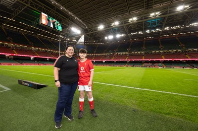 220225  Wales v Ireland, 2025 Guinness Six Nations - Match mascot George Rogers