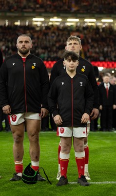 220225  Wales v Ireland, 2025 Guinness Six Nations - Jac Morgan of Wales with match mascot George Rogers