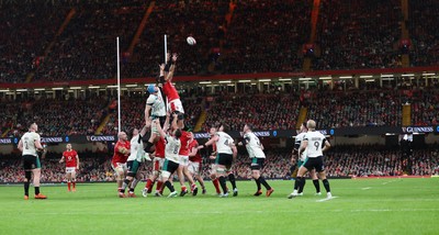 220225  Wales v Ireland, 2025 Guinness Six Nations - Taulupe Faletau of Wales takes the line out