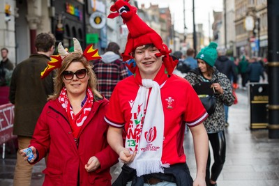 220225 - Wales v Ireland - Guinness Six Nations - Wales and Ireland fans mix in the street prior to the game