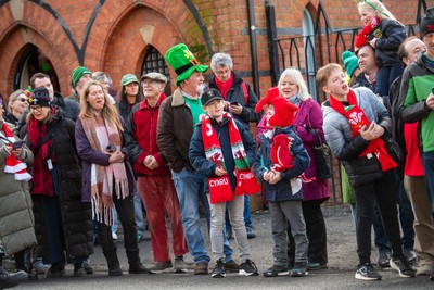 220225 - Wales v Ireland - Guinness Six Nations - Wales and Ireland fans mix in the street prior to the game