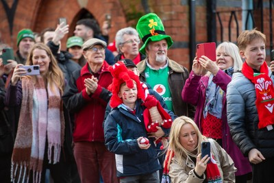 220225 - Wales v Ireland - Guinness Six Nations - Wales and Ireland fans mix in the street prior to the game