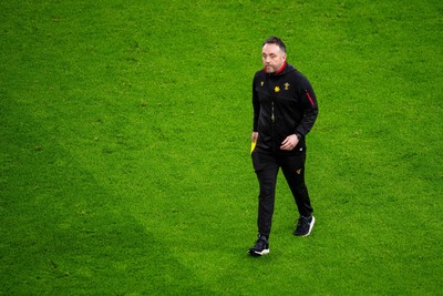 220225 - Wales v Ireland - Guinness Six Nations - Wales interim head coach Matt Sherratt during the warm up