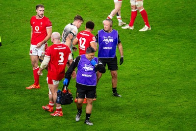 220225 - Wales v Ireland - Guinness Six Nations - Garry Ringrose of Ireland is shown the yellow card and sent to the sin bin for review after a high tackle on Ben Thomas of Wales