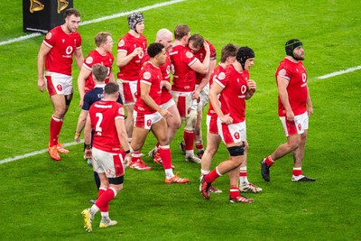 220225 - Wales v Ireland - Guinness Six Nations - Wales celebrate after Jac Morgan scores their first try