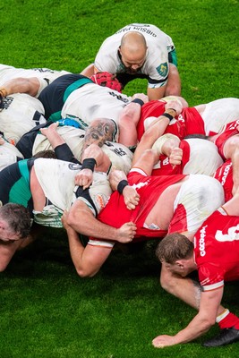 220225 - Wales v Ireland - Guinness Six Nations - Jamison Gibson-Park of Ireland puts in to a scrum