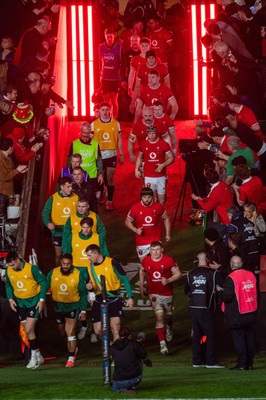 220225 - Wales v Ireland - Guinness Six Nations - Wales team run out