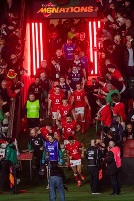 220225 - Wales v Ireland - Guinness Six Nations - Wales team run out