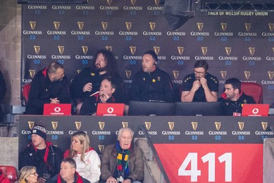 220225 - Wales v Ireland - Guinness Six Nations - Welsh coaches watch the game