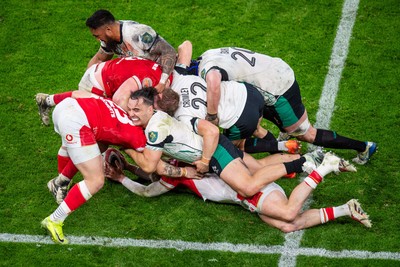 220225 - Wales v Ireland - Guinness Six Nations - Players compete at a ruck