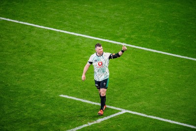 220225 - Wales v Ireland - Guinness Six Nations - Peter O’Mahony of Ireland applauds the fans after the match