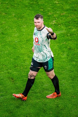 220225 - Wales v Ireland - Guinness Six Nations - Peter O’Mahony of Ireland applauds the fans after the match