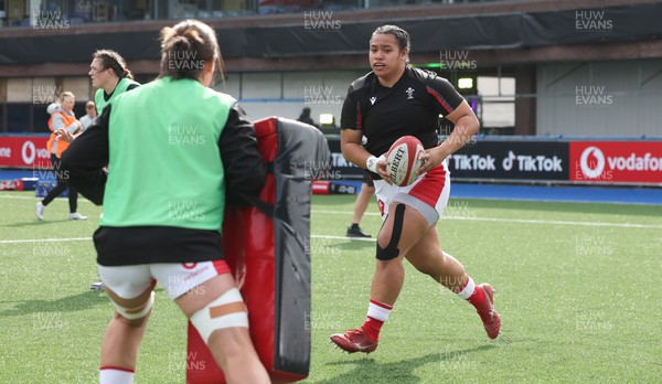 250323 - Wales v Ireland, TikToc Women’s 6 Nations - Sisilia Tuipulotu of Wales during warmup ahead of the match