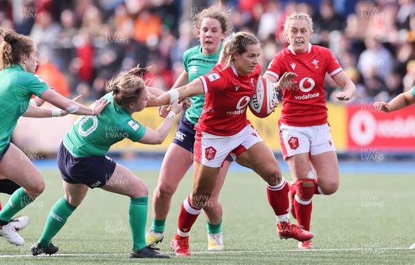 250323 - Wales v Ireland, TikToc Women’s 6 Nations - Kerin Lake of Wales sets up Hannah Jones’ try