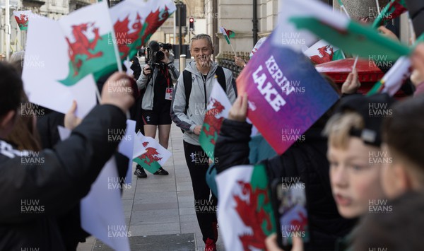250323 - Wales v Ireland, TikToc Women’s 6 Nations - The team make their way to the stadium from the Parkgate Hotel through the guard of honour