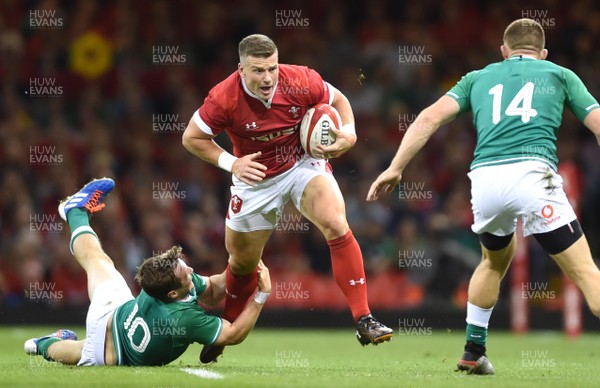 310819 - Wales v Ireland - Under Armour Series - Scott Williams of Wales is tackled by Jack Carty of Ireland