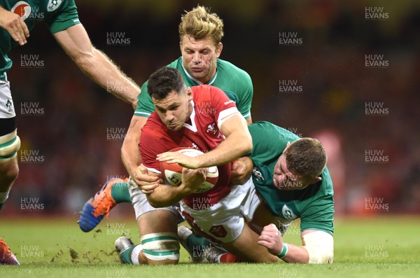 310819 - Wales v Ireland - Under Armour Series - Tomos Williams of Wales is tackled by Tadhg Furlong and Jordi Murphy of Ireland