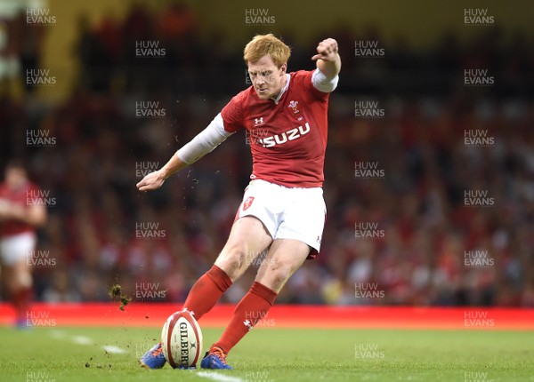 310819 - Wales v Ireland - Under Armour Series - Rhys Patchell of Wales kicks at goal