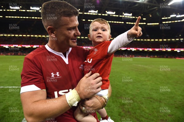 310819 - Wales v Ireland - Under Armour Series - Scott Williams of Wales with son Seb at the end of the game
