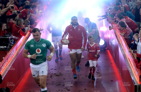 310819 - Wales v Ireland - Under Armour Series - Josh Navidi of Wales leads out his side