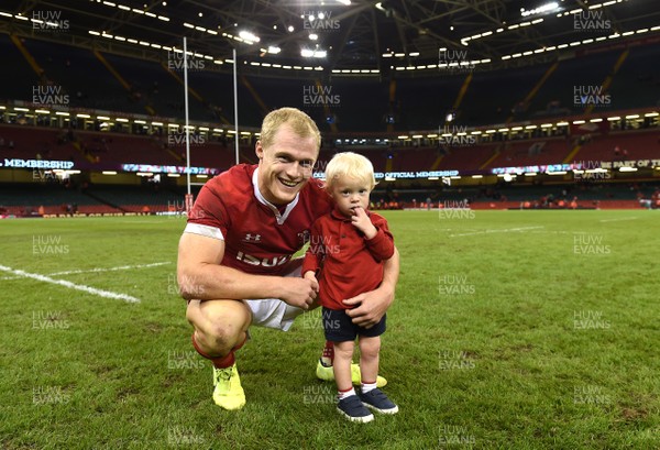 310819 - Wales v Ireland - Under Armour Series - Aled Davies of Wales with son Freddie at the end of the game