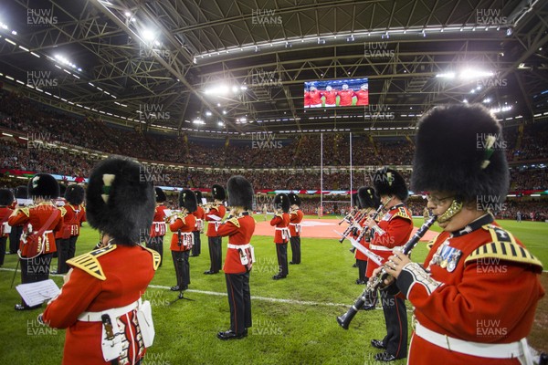 310819 - Wales v Ireland - Under Armour Summer Series - RWC Warm Up - General View of the Principality Stadium as the band play during the anthems