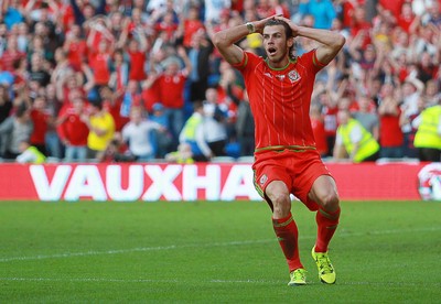 060915 - Wales v Israel - UEFA European Championship Qualifier - A crushed Gareth Bale of Wales as his last minute goal is disallowed