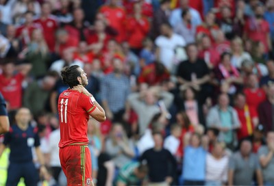 060915 - Wales v Israel, UEFA European Championship 2016 Qualifying match - Gareth Bale of Wales reacts after his goal is not given