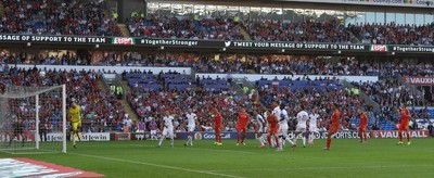 060915 - Wales v Israel, UEFA European Championship 2016 Qualifying match - Gareth Bale of Wales sees his free kick go over the crossbar