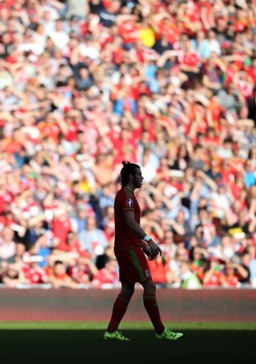 060915 - Wales v Israel, UEFA European Championship 2016 Qualifying match - Gareth Bale of Wales in front of the home supporters during the match