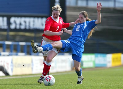 300306Wales v Israel FIFA Womens World Cup, Cardiff, Wales Israel's Michal Ravitz challenges Jenna Hopkins �Huw Evans, Cardiff 