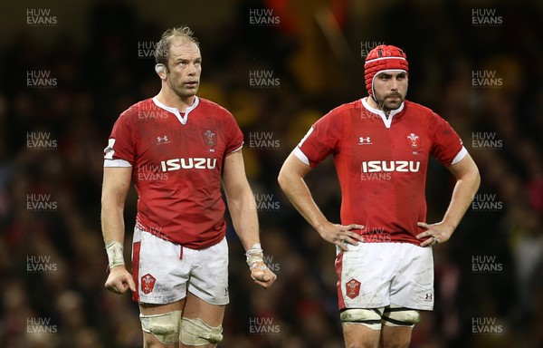 010220 - Wales v Italy - Guinness 6 Nations - Alun Wyn Jones and Cory Hill of Wales