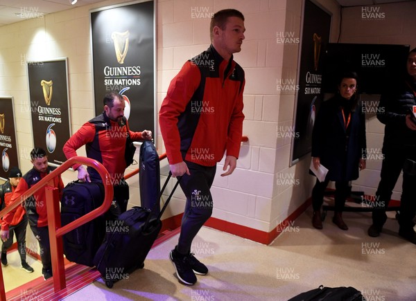 010220 - Wales v Italy - Guinness Six Nations - Johnny McNicholl of Wales arrives