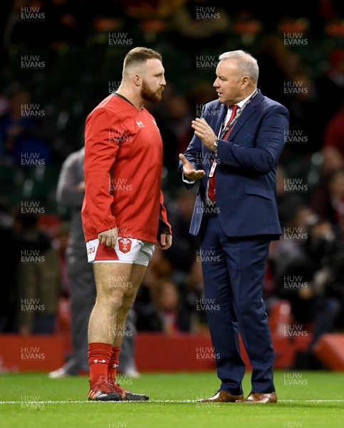 010220 - Wales v Italy - Guinness Six Nations - Dillon Lewis of Wales and Wales head coach Wayne Pivac before the match
