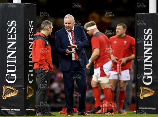 010220 - Wales v Italy - Guinness Six Nations - Byron Hayward and Wales head coach Wayne Pivac before the match
