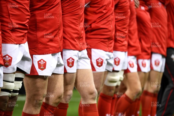 010220 - Wales v Italy - Guinness Six Nations - Match shorts and badge during the anthems