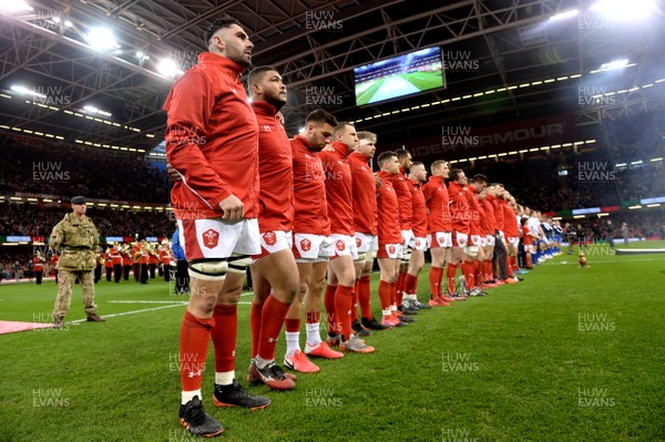 010220 - Wales v Italy - Guinness Six Nations - Cory Hill during the anthems
