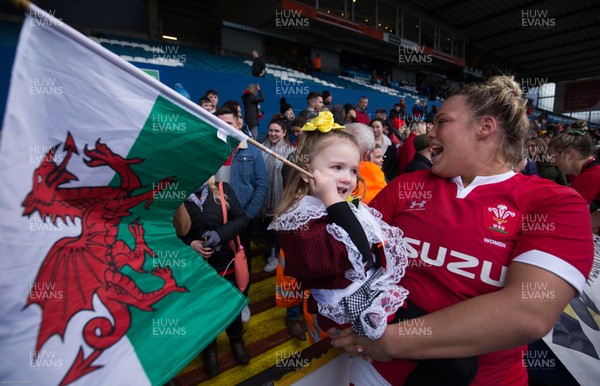 020220 - Wales v Italy, 2020 Women's Six Nations - Kelsey Jones of Wales with her niece Connie-Mae at the end of the match