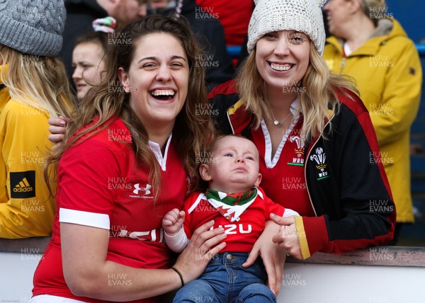 020220 - Wales v Italy, 2020 Women's Six Nations - Natalia John of Wales with her sister Natalie Ridler and her nephew Morgan at the end of the match