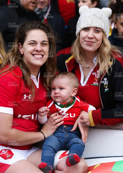 020220 - Wales v Italy, 2020 Women's Six Nations - Natalia John of Wales with her sister Natalie Ridler and her nephew Morgan at the end of the match