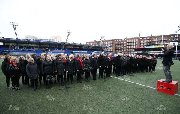 020220 - Wales v Italy, 2020 Women's Six Nations - The choir entertains the crowd ahead of the start of the match