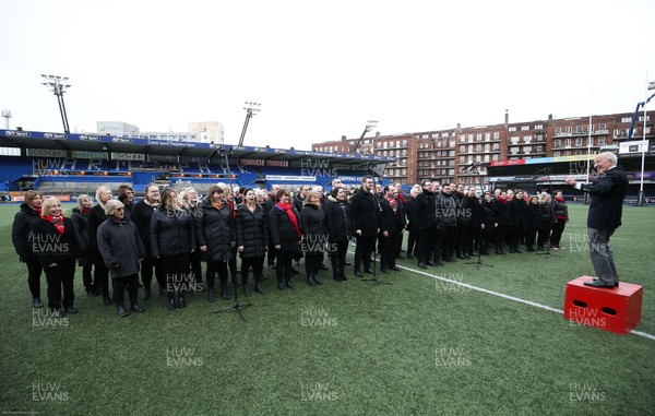 020220 - Wales v Italy, 2020 Women's Six Nations - The choir entertains the crowd ahead of the start of the match