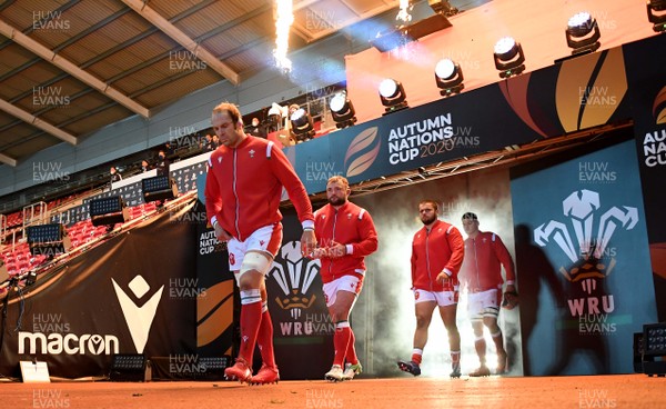 051220 - Wales v Italy - Autumn Nations Cup - Alun Wyn Jones of Wales leads out his side