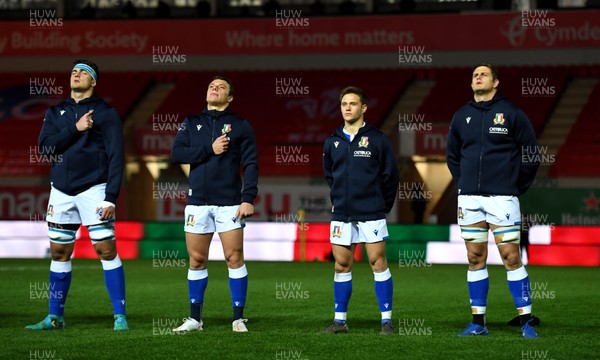 051220 - Wales v Italy - Autumn Nations Cup - Stephen Varney of Italy during the anthems