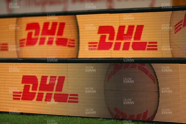 051220 - Wales v Italy, Autumn Nations Cup 2020 - DHL branding at the ground