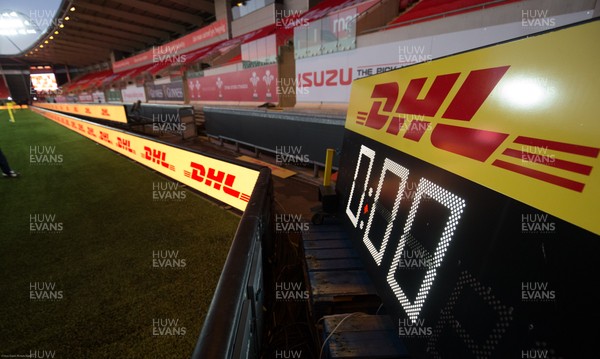 051220 - Wales v Italy, Autumn Nations Cup 2020 - DHL branding at stadium