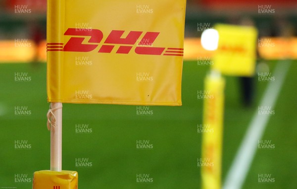 051220 - Wales v Italy, Autumn Nations Cup 2020 - DHL branding at the stadium