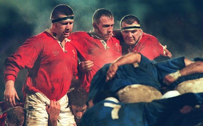 070298 - Wales v Italy - Italy Tour -  Dai Young, Barry Williams and Andrew Lewis